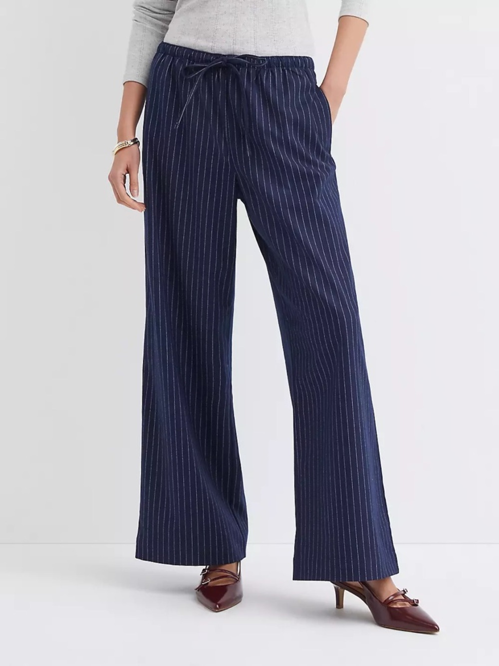 LOFT Sawyer Pull On Pants in Pinstripe - Picture 6 of 6